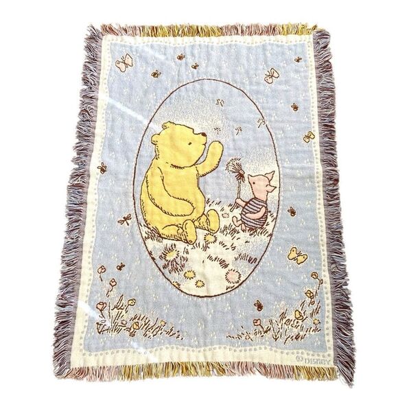 Disney Vintage Winnie the Pooh Woven Blanket Tapestry Throw Wall Decor - Picture 1 of 5